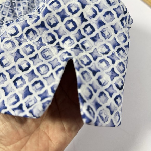 Tommy Bahama IslandZone Womens Tunic Top Blue White Geometric Split Neck M‎ - Picture 5 of 12